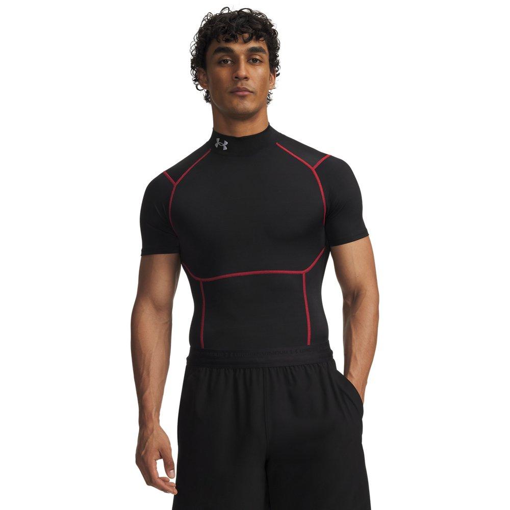 Under Armour Men's HeatGear Elite Compression Mock Short Sleeve - Black/Red - BLACK/RED